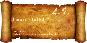 Lencs Ildikó névjegykártya